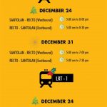LRT Lines 1 And 2 Operating Schedule For Christmas And New