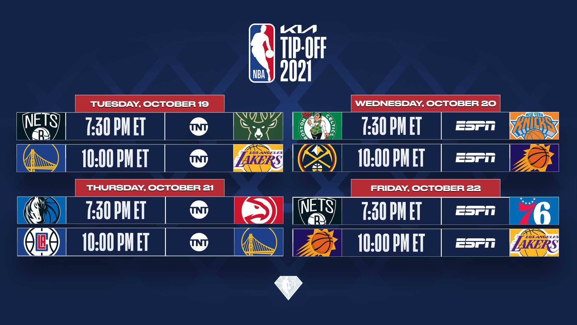 NBA Reveals Kia NBA Tip Off And Christmas Day Schedules 
