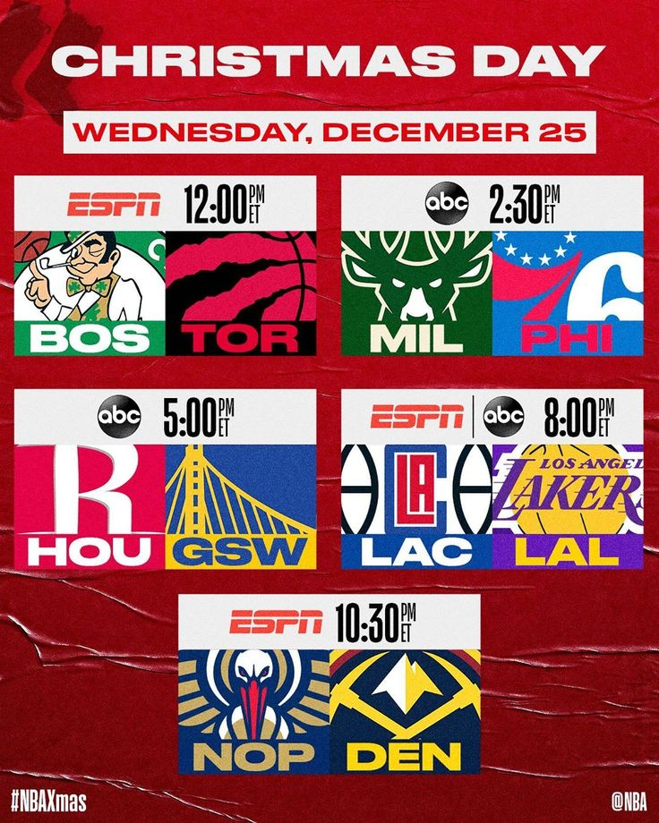 NBA The Christmas Day Schedule NBAXmas Basketball