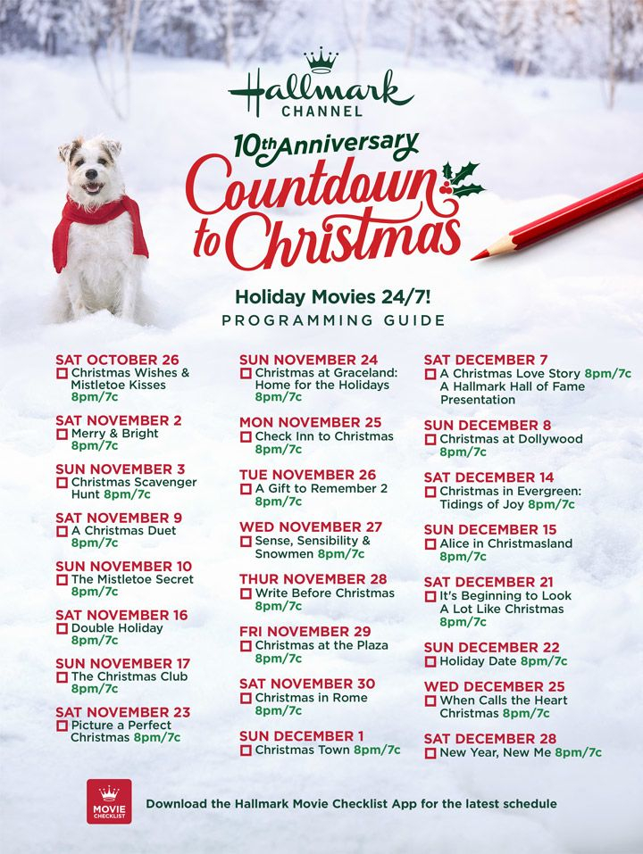 NEW Hallmark Channel Countdown To Christmas Schedule For 