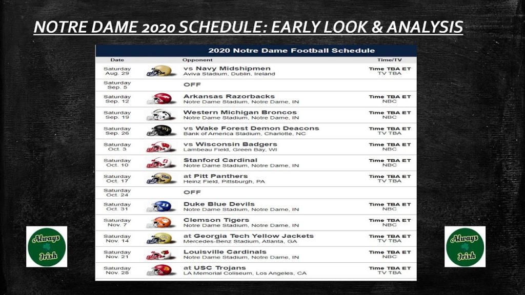 Notre Dame Football 2020 Schedule Preview YouTube