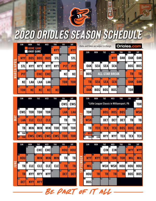 Orioles Announce 2020 Schedule MASN News Information