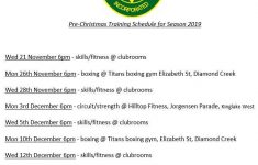 Pre Christmas Football Training Schedule For Season 2019