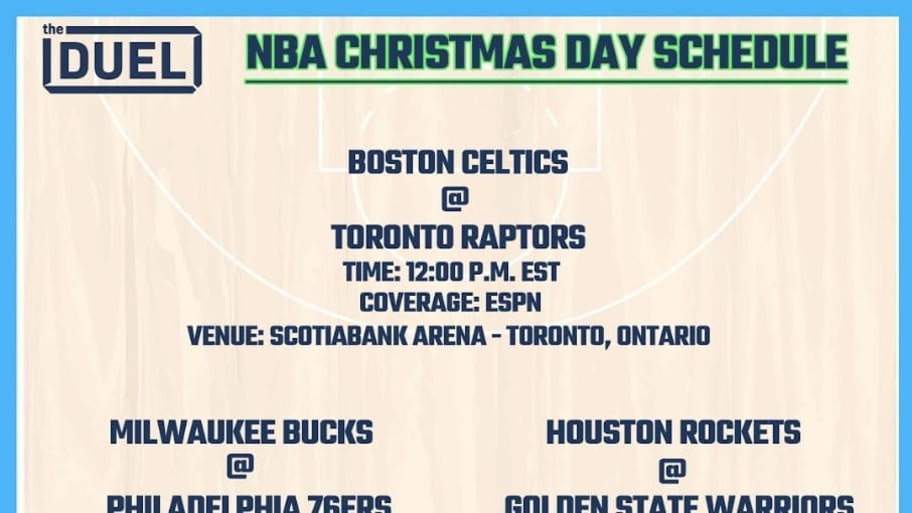 Printable 2019 NBA Christmas Day Schedule