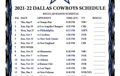 2022 Dallas Cowboys Schedule Printable