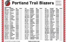 Portland Trail Blazers Printable Schedule 2022 23