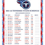 Printable 2021 2022 Tennessee Titans Schedule