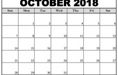 Printable October 2018 Calendar Towncalendars