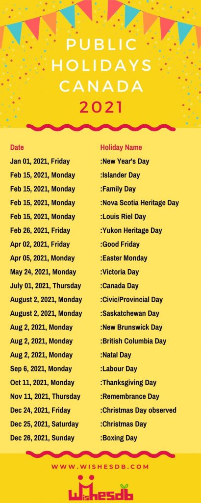 Public Holidays In Canada 2021 Canada National Holidays