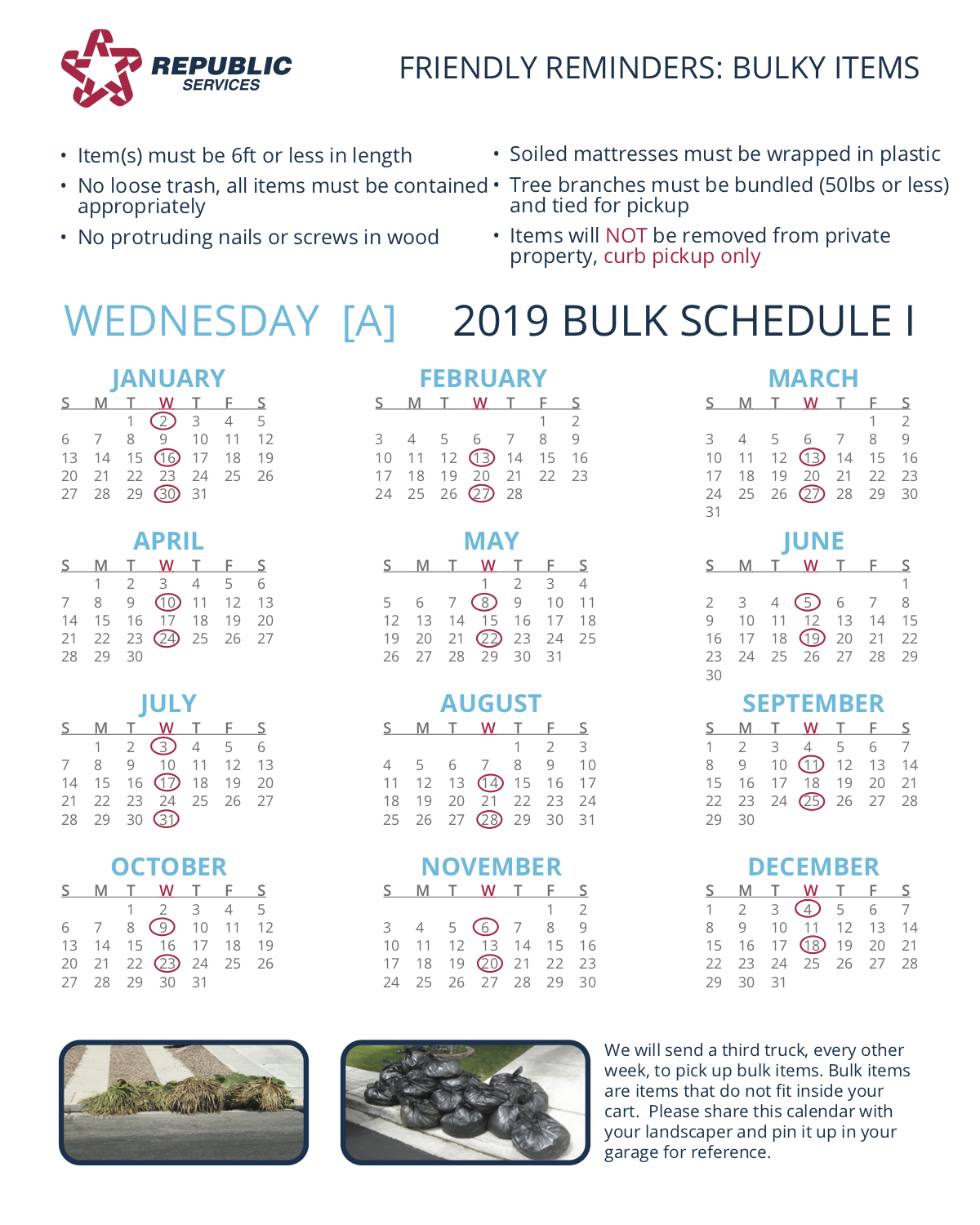 Republic Services Bulk Pickup Calendar 2022 Henderson Nv 