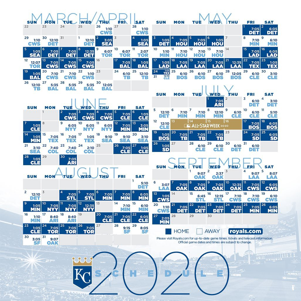 Royals Announce Times For 2020 Regular Season Schedule 