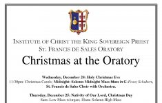 Saint Louis Catholic Christmas Mass Schedule At The Oratory