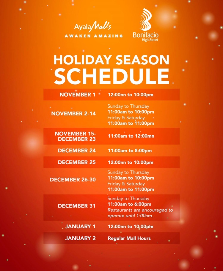 SM Ayala Malls Releases Mall Hours For 2018 Christmas 