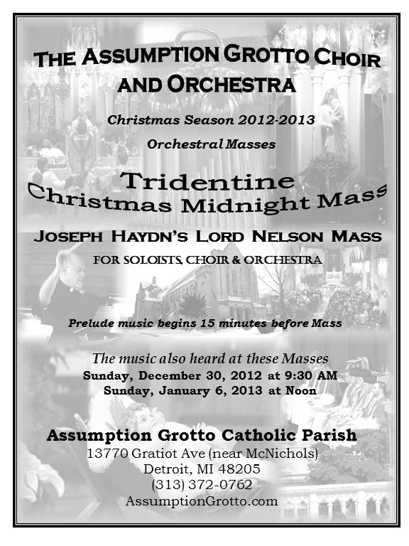 Te Deum Laudamus Assumption Grotto Christmas Mass Schedule