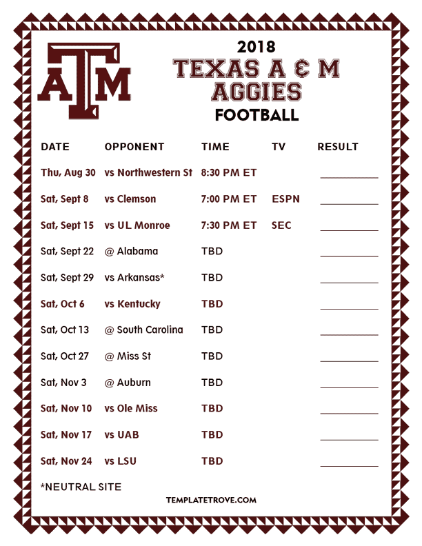 Texas A And M Football Schedule