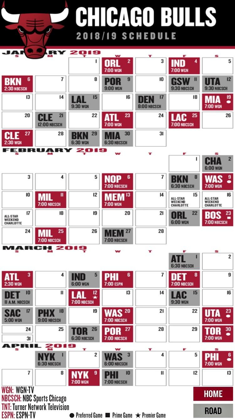 The Best Chicago Bulls Schedule Printable Jackson Website