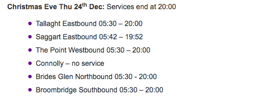 These Are The Last Luas And Dublin Bus Times On Christmas