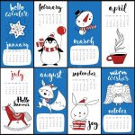 Vector Cartoon 2021 Calendar With Christmas Symbols In Red