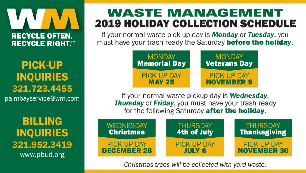 Waste Management Holiday Service Schedule City Of Palm