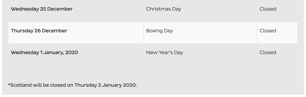 World Options Important Dates Christmas Courier Schedules