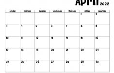 20 April 2022 Calendar Printable PDF US Holidays