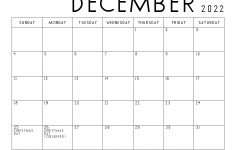 20 December 2022 Calendar Printable US Holidays Blank