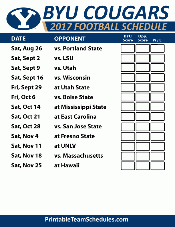 2017 BYU Cougars Football Schedule Mississippi State 