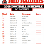 2018 Printable Texas Tech Red Raiders Football Schedule