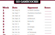 2019 Printable South Carolina Gamecocks Football Schedule