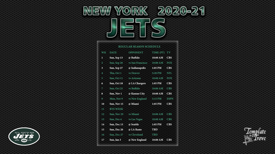 2020 2021 New York Jets Wallpaper Schedule