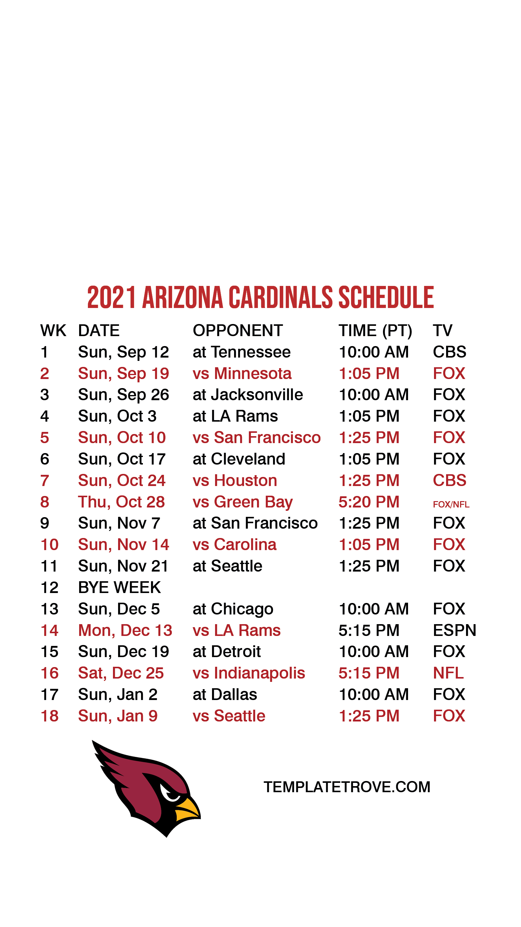 2021 2022 Arizona Cardinals Lock Screen Schedule For 