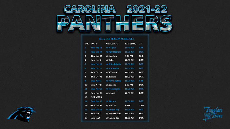 2021 2022 Carolina Panthers Wallpaper Schedule