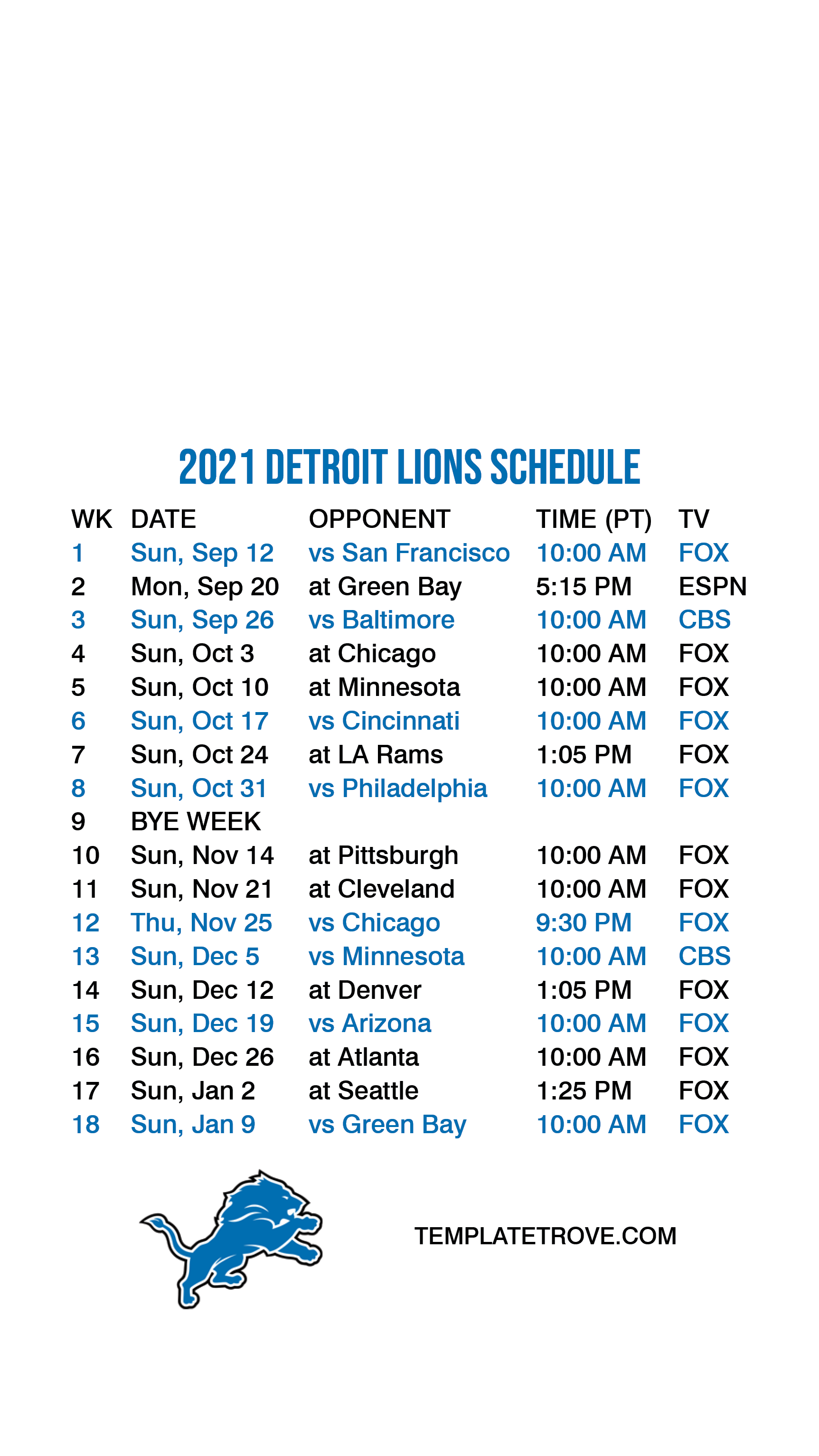 2021 2022 Detroit Lions Lock Screen Schedule For IPhone 6 