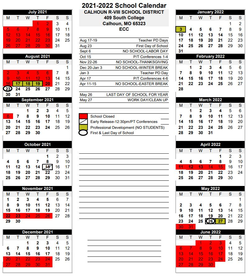 2021 2022 District Calendars