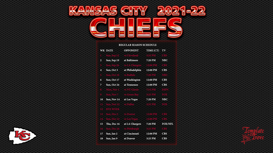 2021 2022 Kansas City Chiefs Wallpaper Schedule