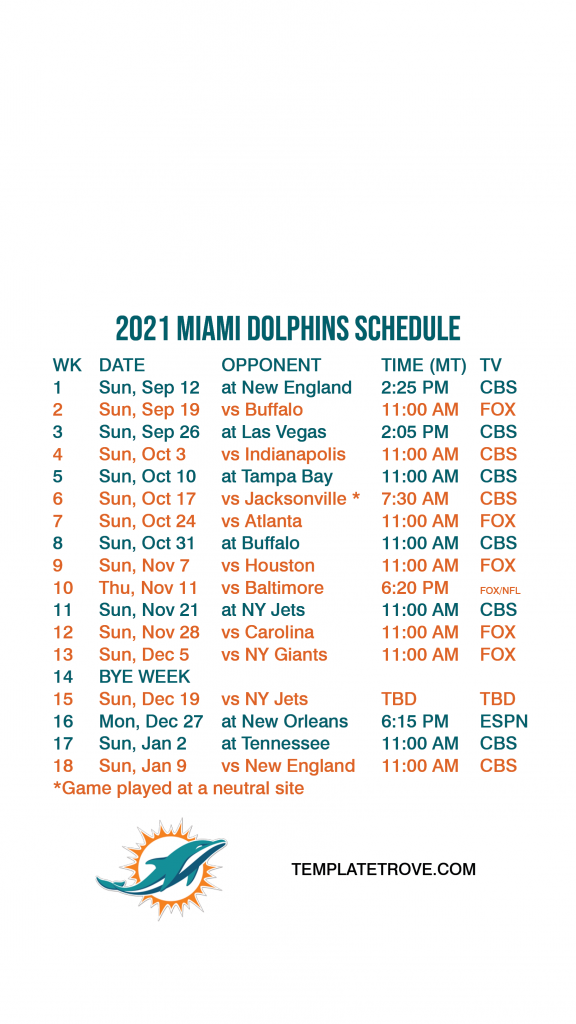 2021 2022 Miami Dolphins Lock Screen Schedule For IPhone 6