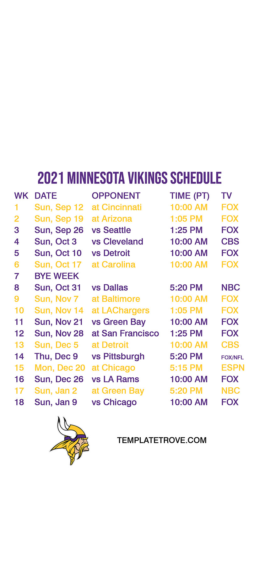 2021 2022 Minnesota Vikings Lock Screen Schedule For 