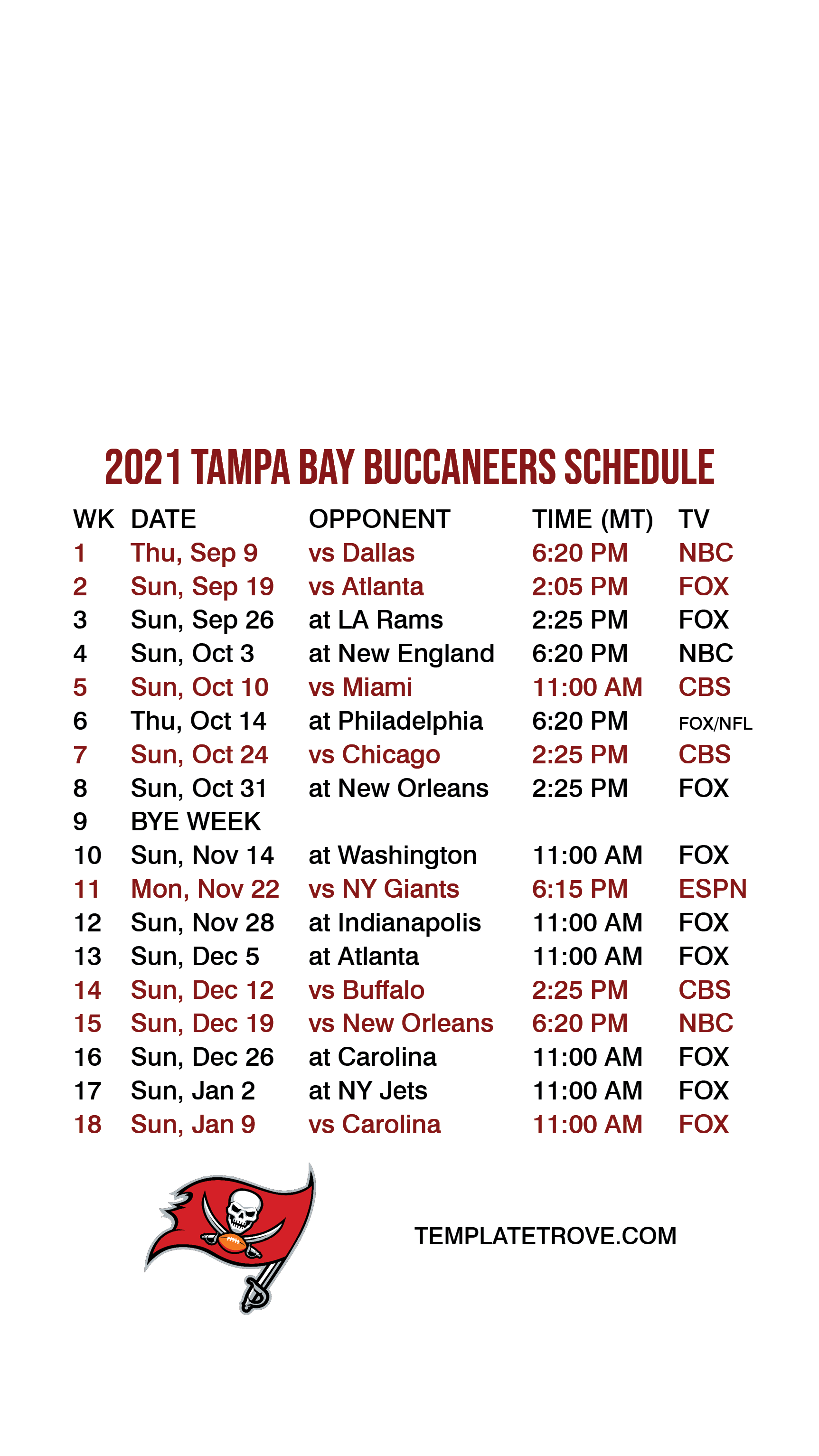 2021 2022 Tampa Bay Buccaneers Lock Screen Schedule For 