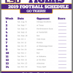 2021 Lsu Football Printable Schedule Calendar Printables