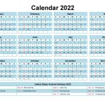 2022 Calendar With Holidays Printable Word PDF