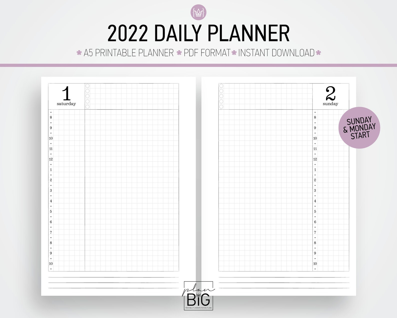 2022 Daily Inserts A5 Inserts 2022 Printable Planner Etsy