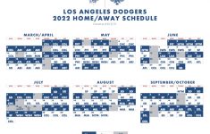 2022 Los Angeles Dodgers Printable Schedule