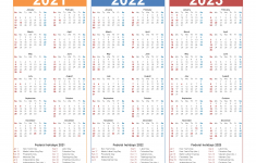 3 Year Calendar Printable 2021 2022 2023 Month Calendar