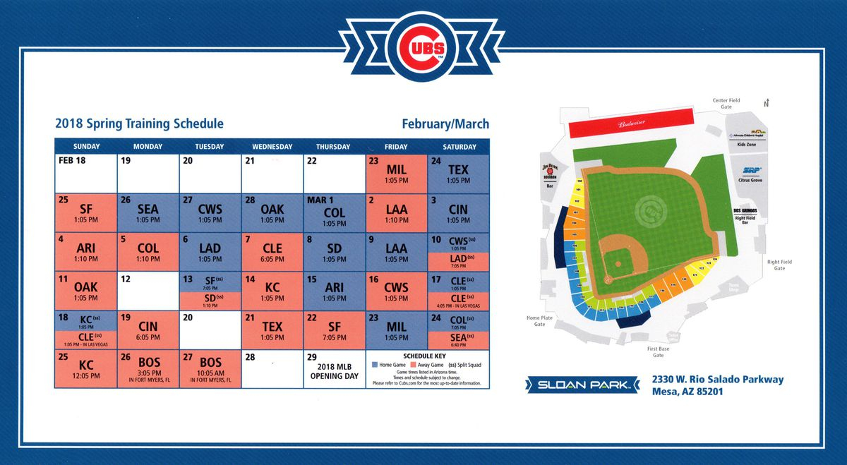 Chicago Cubs Printable Schedule