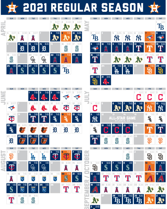 Astros Printable Schedule Houston Astros