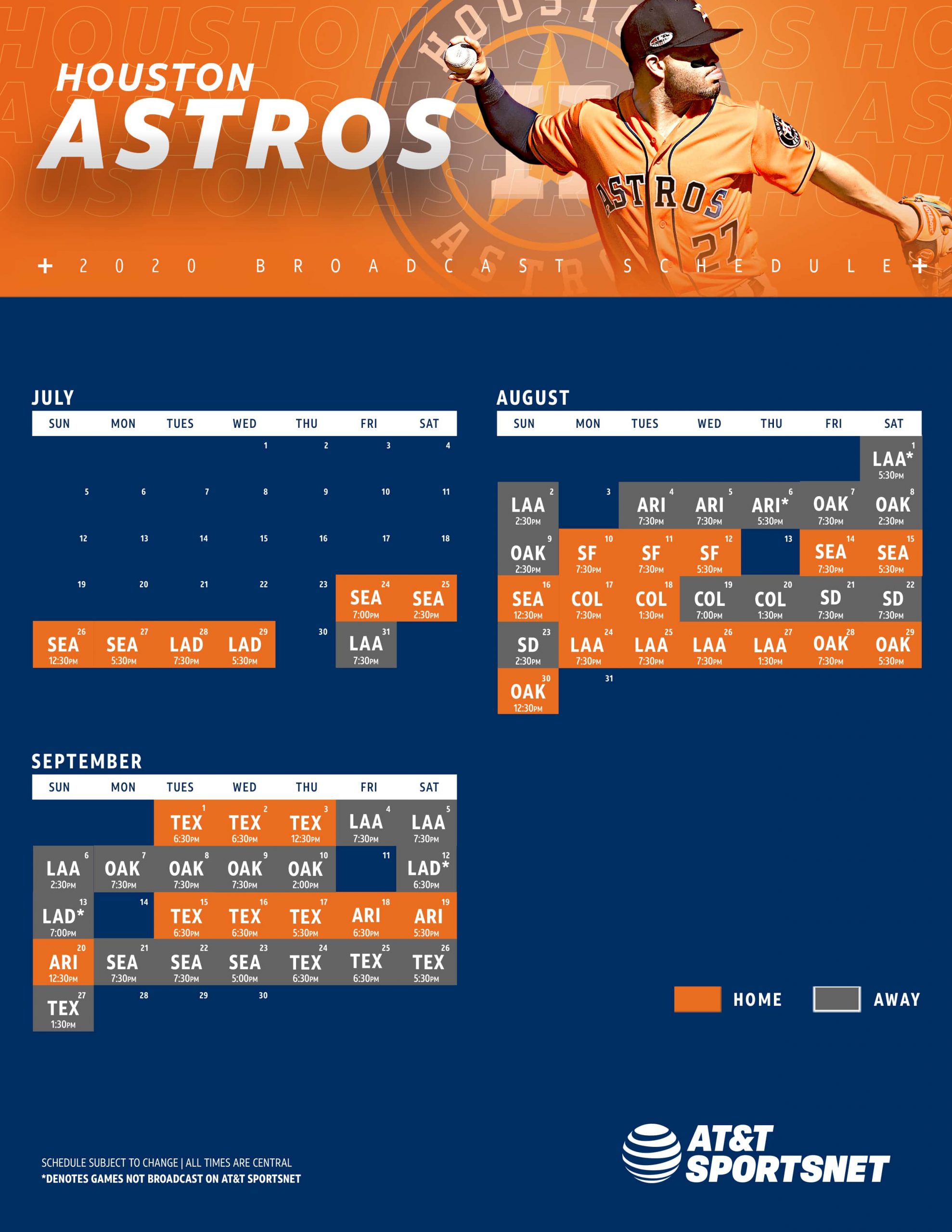 Astros Schedule AT T SportsNet 