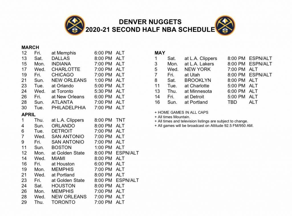 Breaking Down The Denver Nuggets Second Half Schedule In