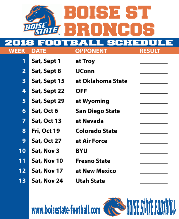 Bsu Bronco Football Schedule