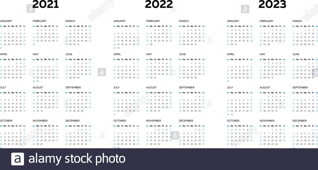 Calendar From 2021 To 2023 Month Calendar Printable