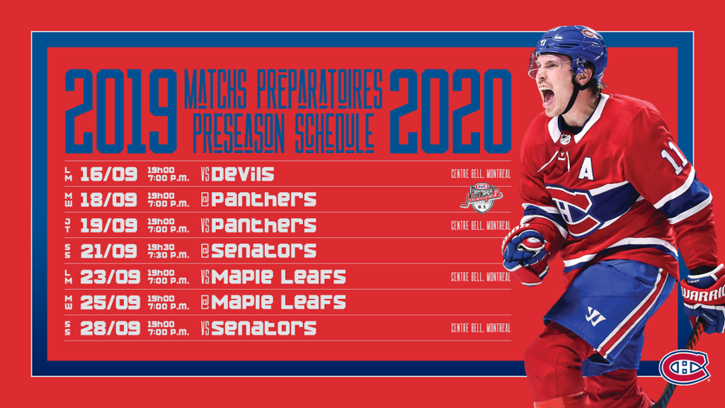 Canadiens Release Preseason Schedule NHL